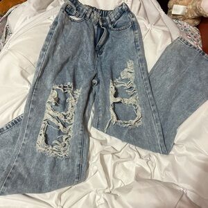 SHEIN Kids Light Blue Distressed Jeans